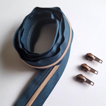 Reissverschluss & Zipper im Set (Kupfer/Petrol)